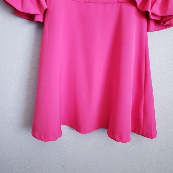 Alexia Admour Hot Pink Square Neck Half Sleeve Dress with Giant Bows - Picture 3 of 11